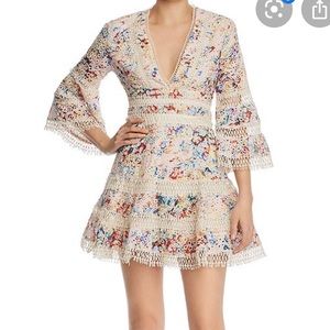 Aqua floral and eyelet lace dress from bloomingdale’s